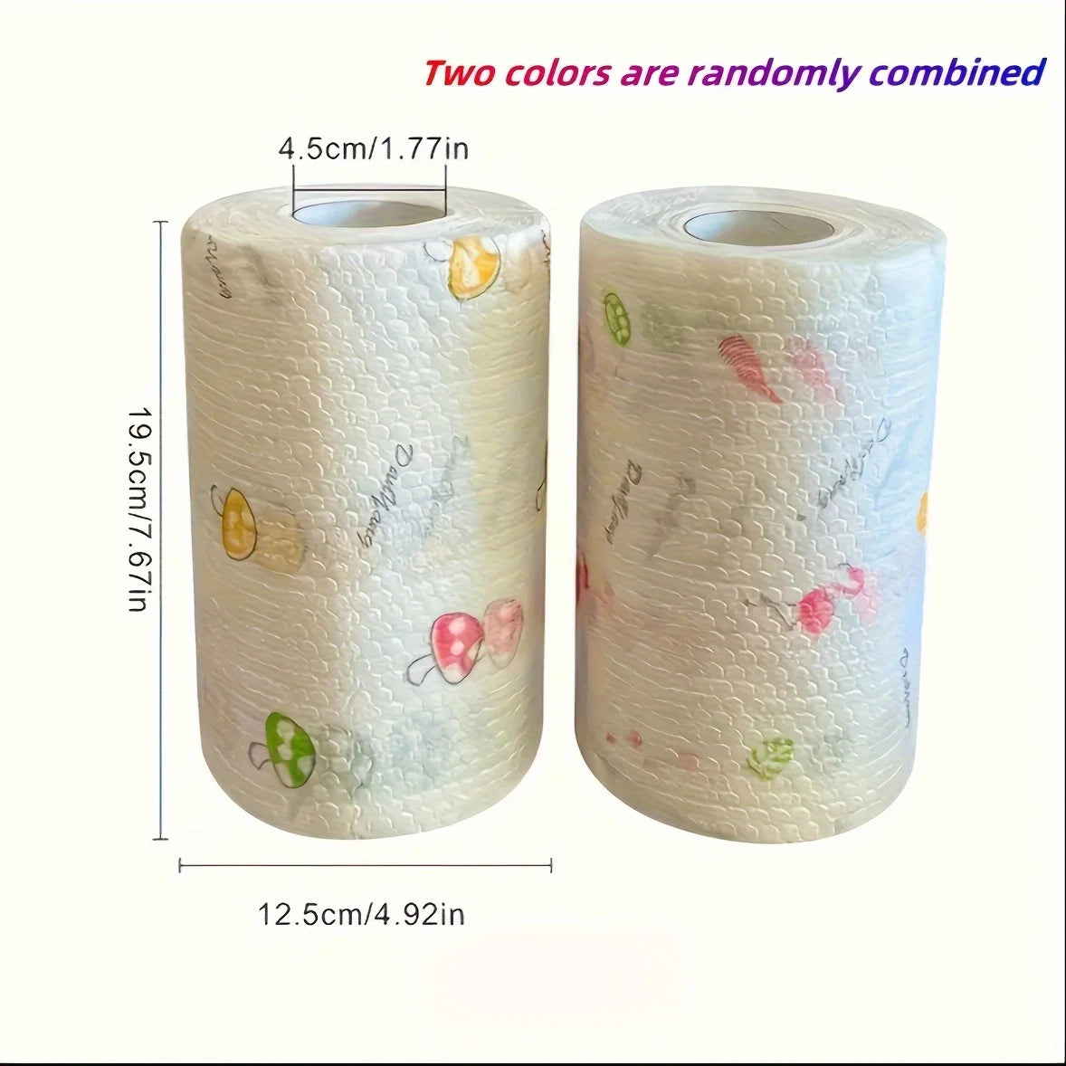 Wipe. Rinse. Reuse. — Absorbent Thickened Kitchen Dishcloth Roll | 50/100pcs, Dry & Wet Use, Non-Greasy, Cartoon Pattern, Wood Pulp Fiber