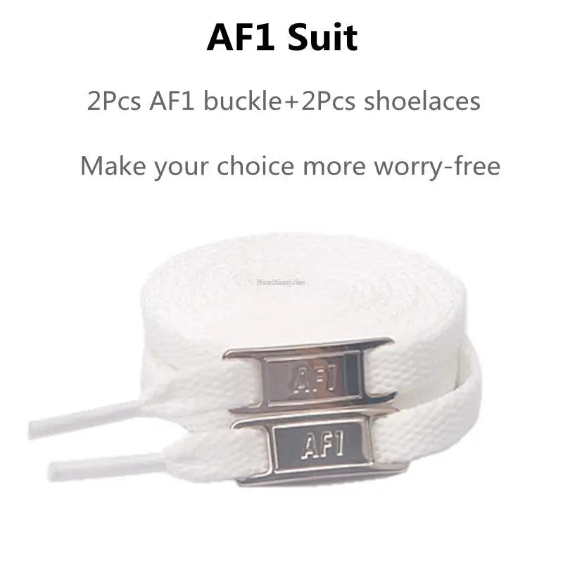 AF1 Shoelaces Combination Set — White Flat Laces & Shoe Decoration for Air Force One Sneakers