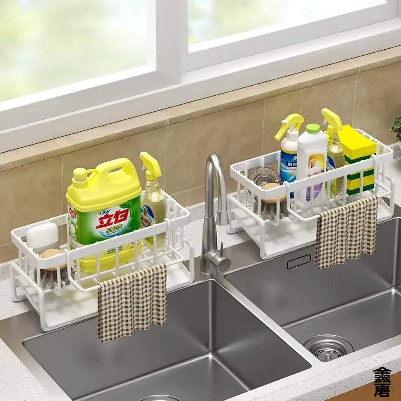 More Counter Space. Zero Drilling. — Tap-Mounted Sink Organizer & Spice Shelf | Drainage Rack, No-Punch Install, Space-Saving Kitchen Storage