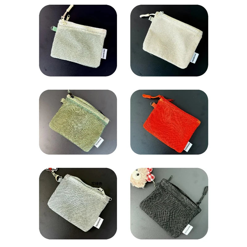 Travel Makeup Storage Bags New Mesh Coin Purse Simple Portable Mini Bag Multi-purpose Square Bag Double-layer Zipper Card Holder