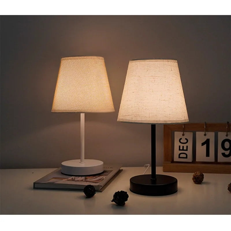 Fabric Shade Table Lamp – Compact LED Bedside Light