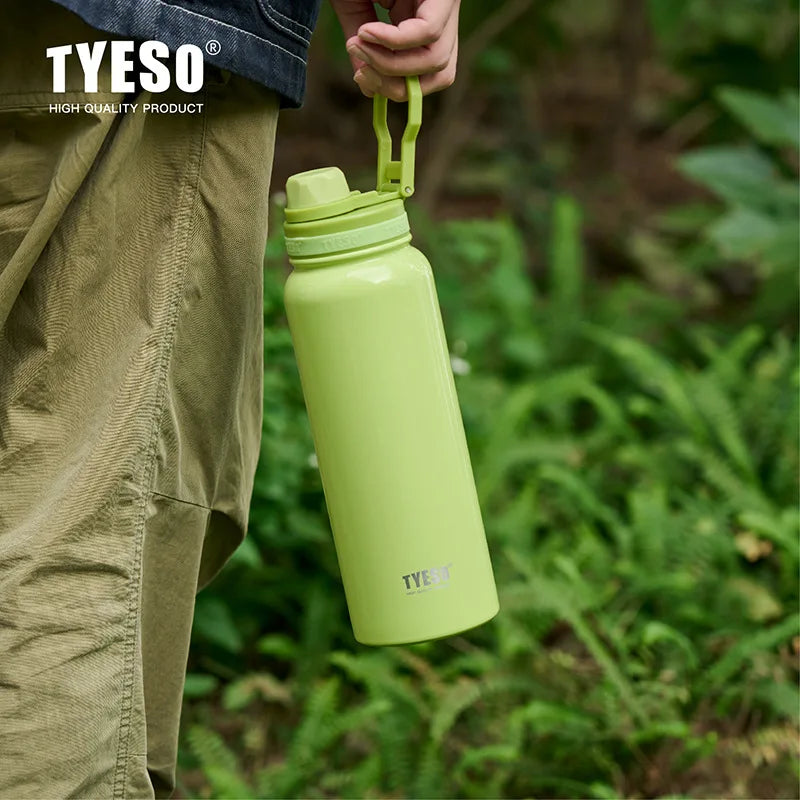 TYESO 304 SS Vacuum Thermos Bottle – Wide Mouth, Leakproof, 6–12Hr, 600–1200ml, 10+ Colors, Optional Cup Bag