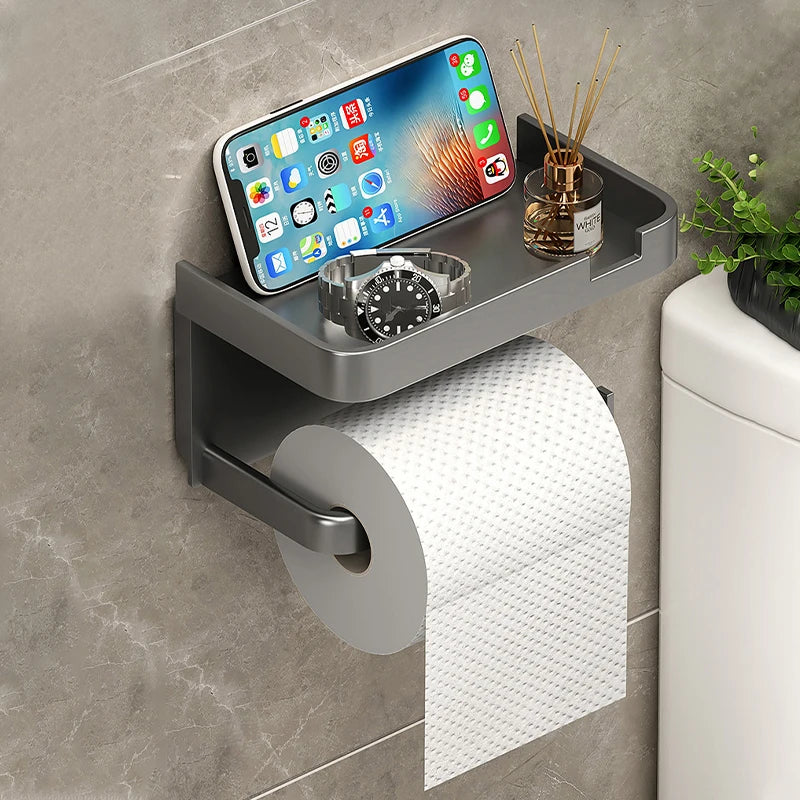 Wall-Mounted Toilet Paper & Storage Rack — Multi-Use Bathroom & Kitchen Organizer
