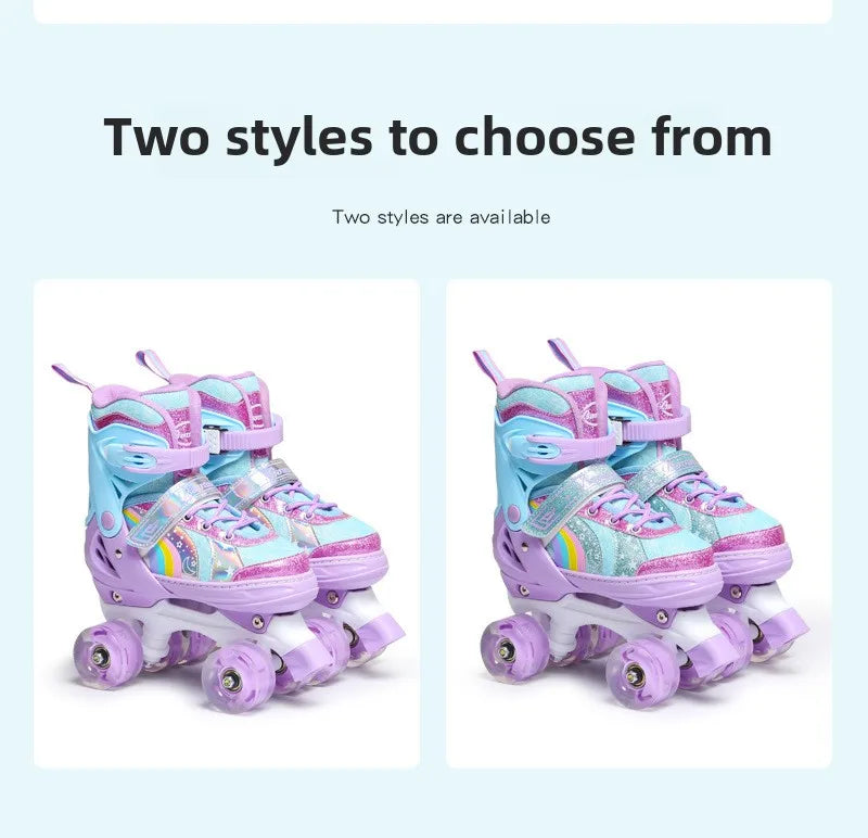 Children's Colorful 4-Wheel Flashing Roller Skates – Beginner Skates for Boys & Girls Ages 2-12