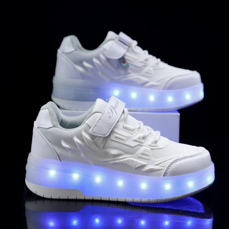 Children's LED Light Roller Skates – Multi-Functional Detachable Wheel Shoes, Size 29-41 for Students