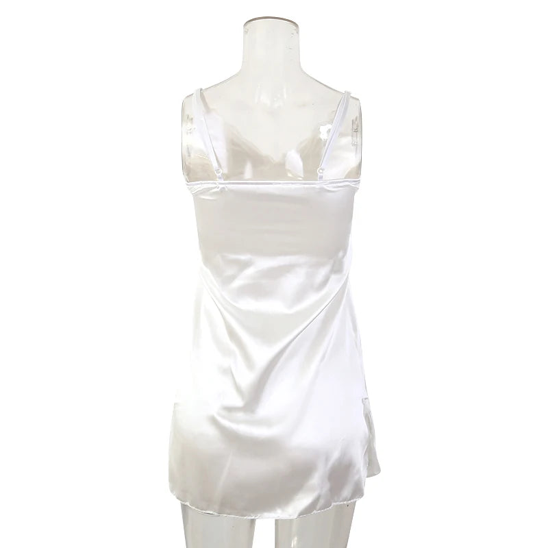 Women's Sexy Lace V-Neck Sleeveless Nightdress – Suspender Sleepwear for Ladies