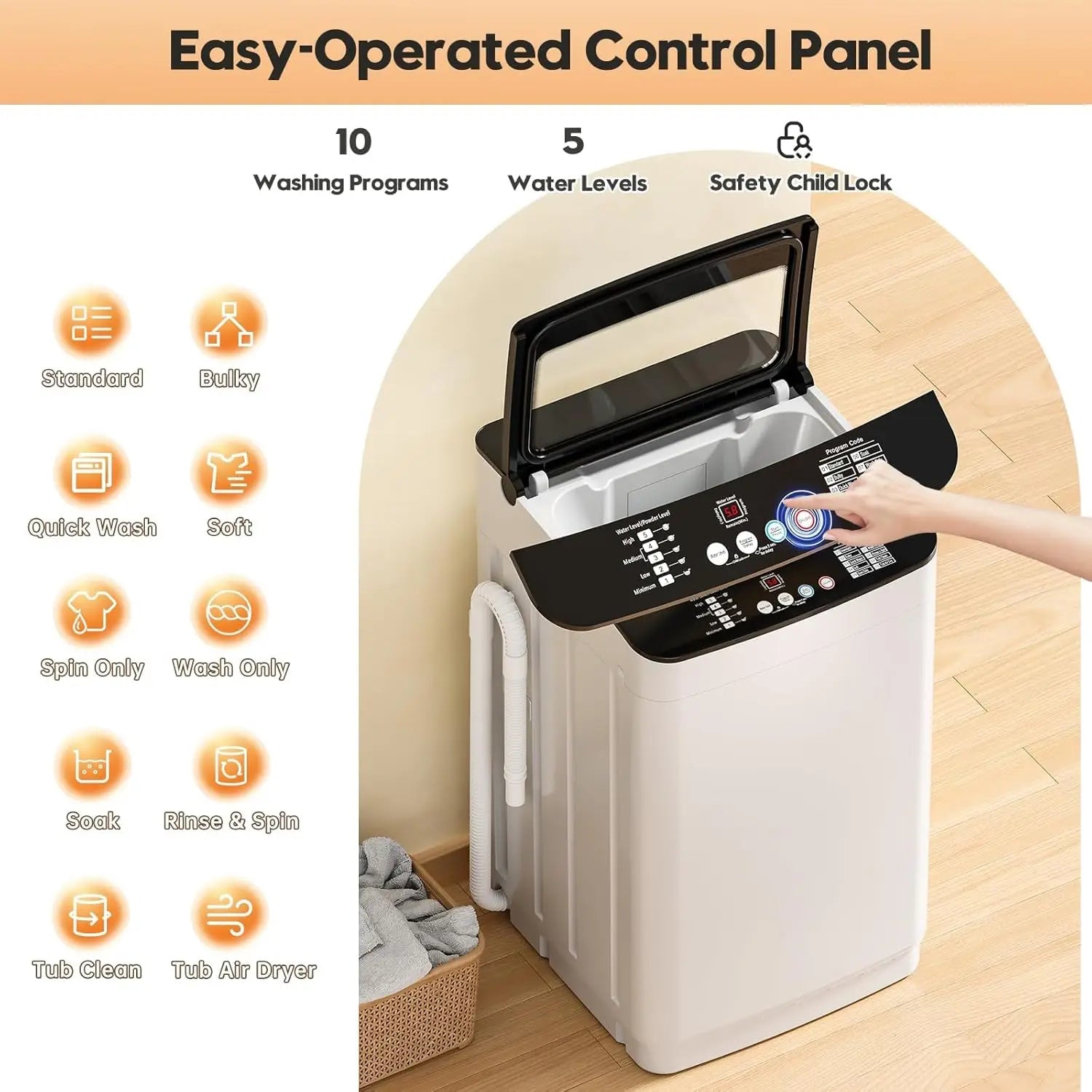 Portable Washer and Dryer Combo Set, 2.8 CU. FT. Portable Clothes Dryers with Boot Dryer, 28 lbs Fully Automatic, Customized
