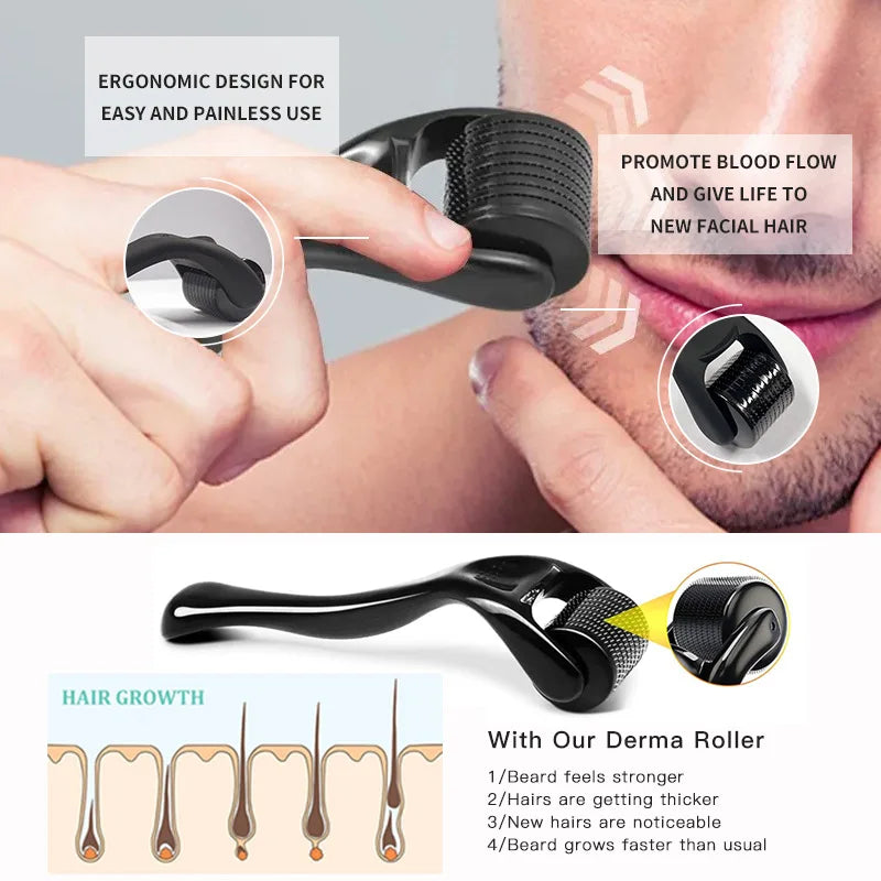 540-Needle Derma Roller — Microneedling for Face & Hair