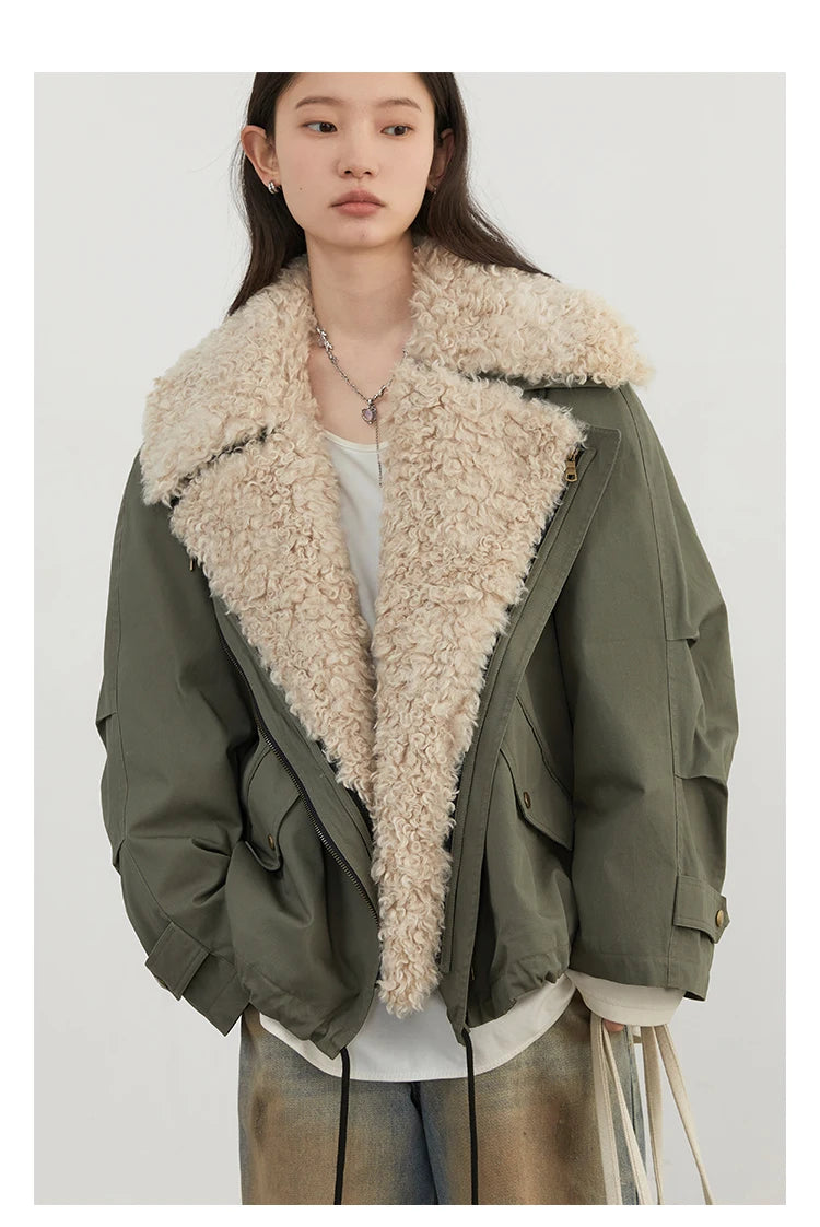 Women's Retro Motorcycle Cotton Overcoat – Loose Thick Streetwear Jacket