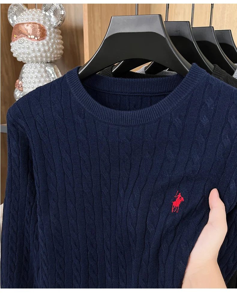 Men's Luxury Pony Embroidery Knit Sweater — Premium Detail Knitwear