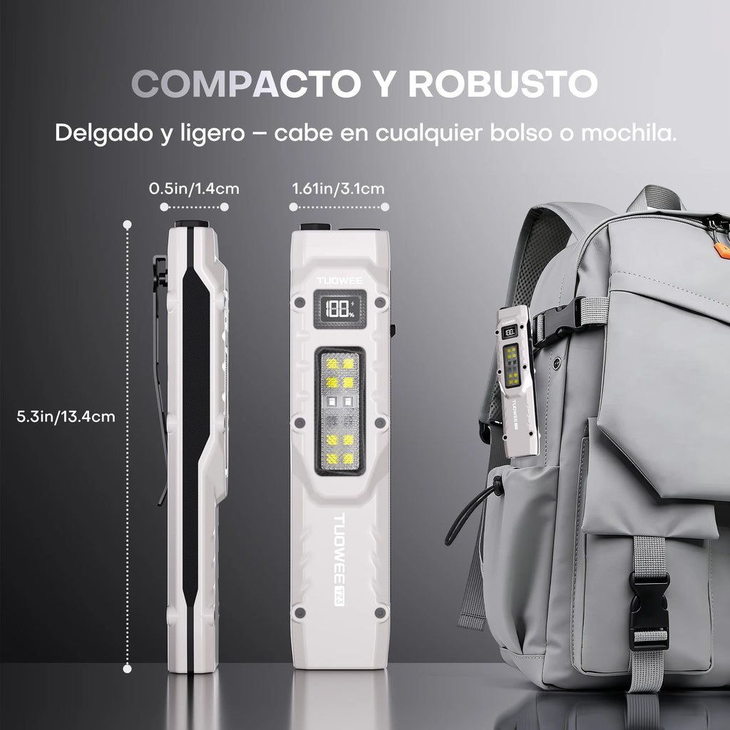 Rechargeable EDC Flashlight – 1600 Lumen, UV Detector, 9 Modes, Memory Mode, Lock, USB-C Fast Charge