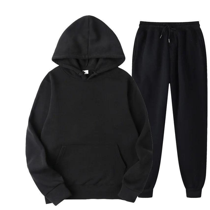 Men's Solid Color Hoodie & Pants Tracksuit Set – Fashionable Casual Sport (S–3XL)