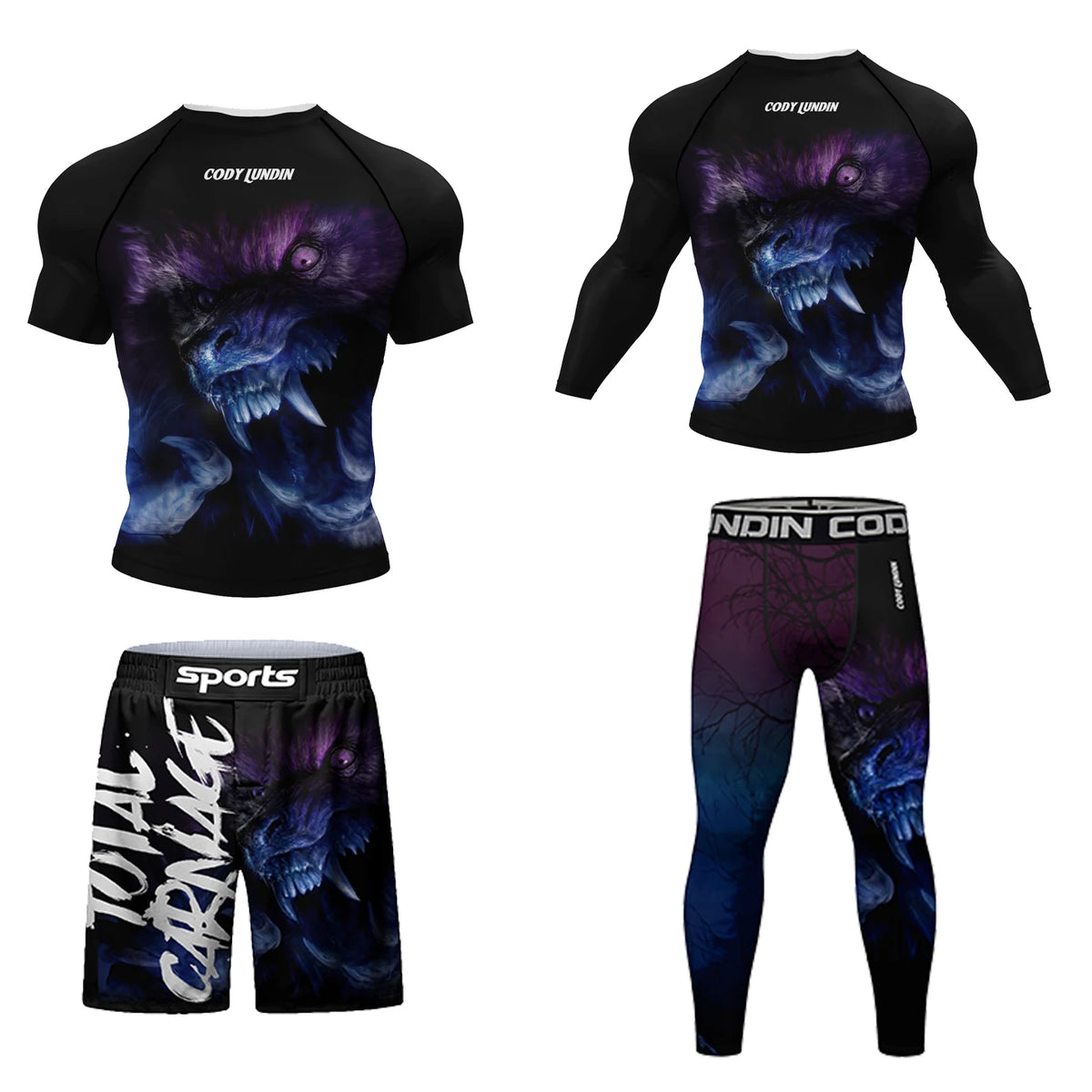 MMA BJJ Rash Guard 3D Print Compression T-Shirt & Pants – Durable Boxing Jogging Tracksuit