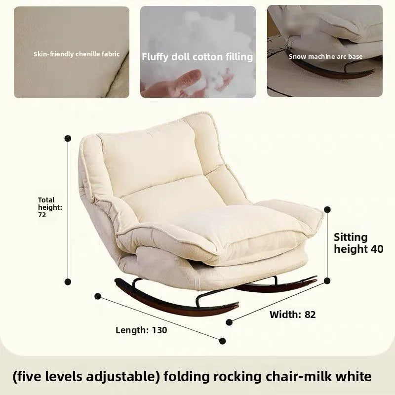 Adjustable Folding Rocking Chair with Cushioned Seat