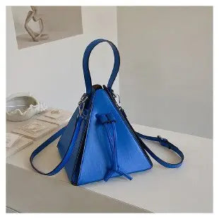 Triangle Shape PU Shoulder Bag – Luxury Designer Hard Shell Crossbody Handbag for Women