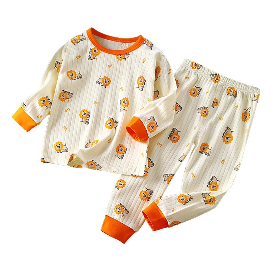 Kids' Casual Autumn Long Sleeve Cartoon Pajamas Set | Soft Comfortable Sleepwear Boys & Girls