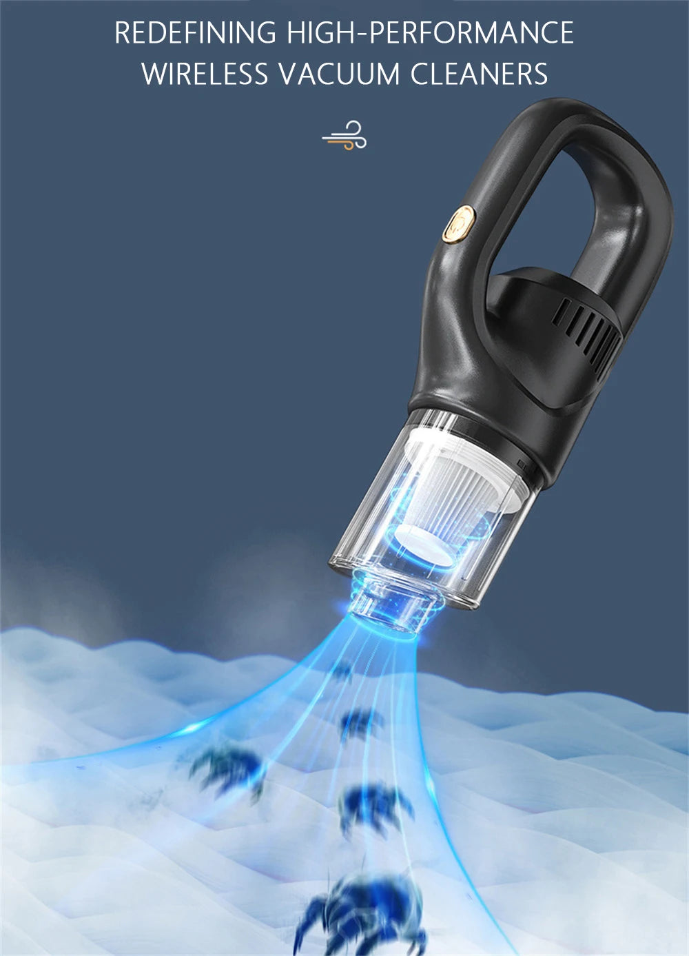 Wireless Cordless Handheld Vacuum Cleaner – 50000Pa Strong Suction for Car, Home & Pet Hair