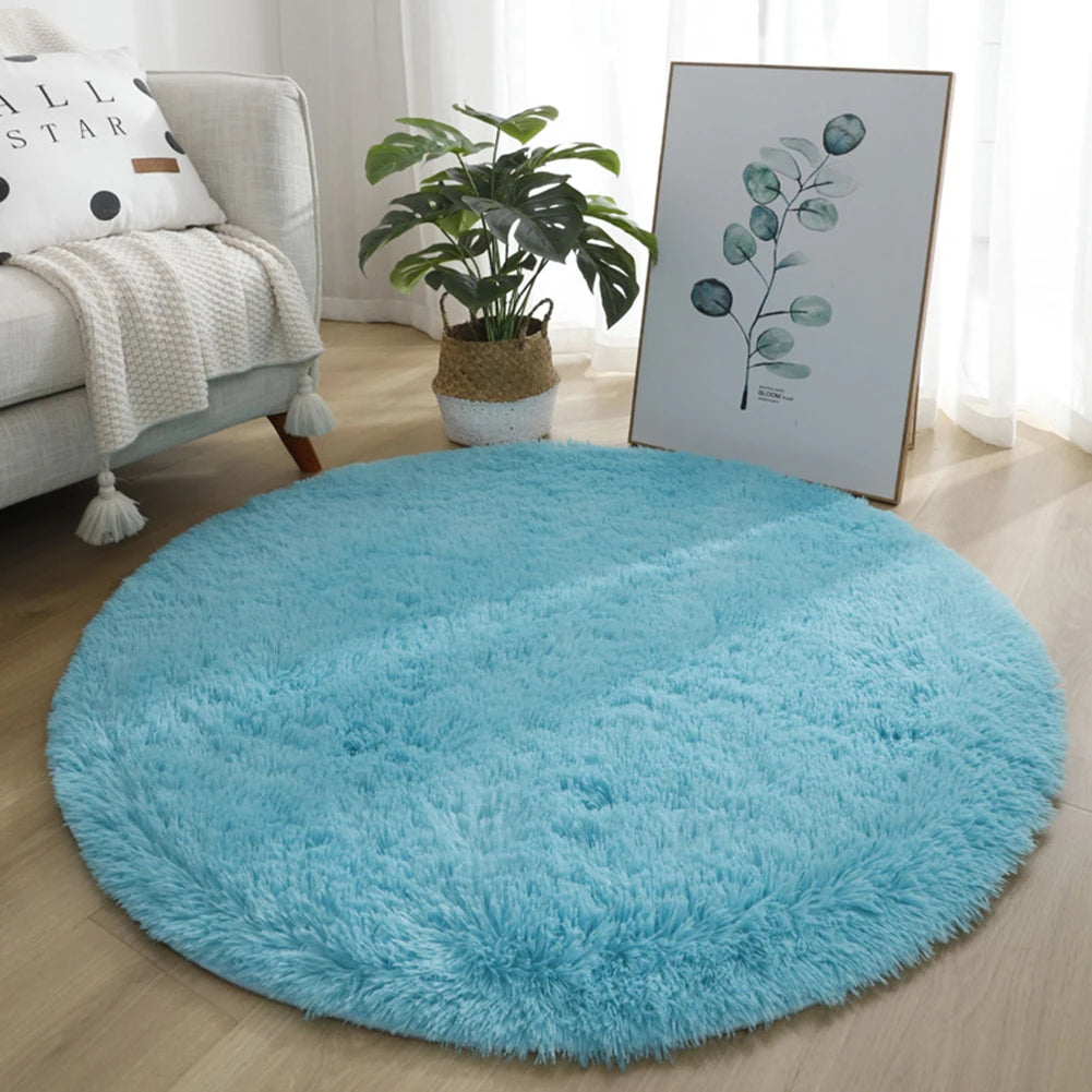 Super Soft Shaggy Area Rug – Anti-Slip 4cm Pile Round Rug for Living Room & Bedroom, 12 Colors & 3 Sizes