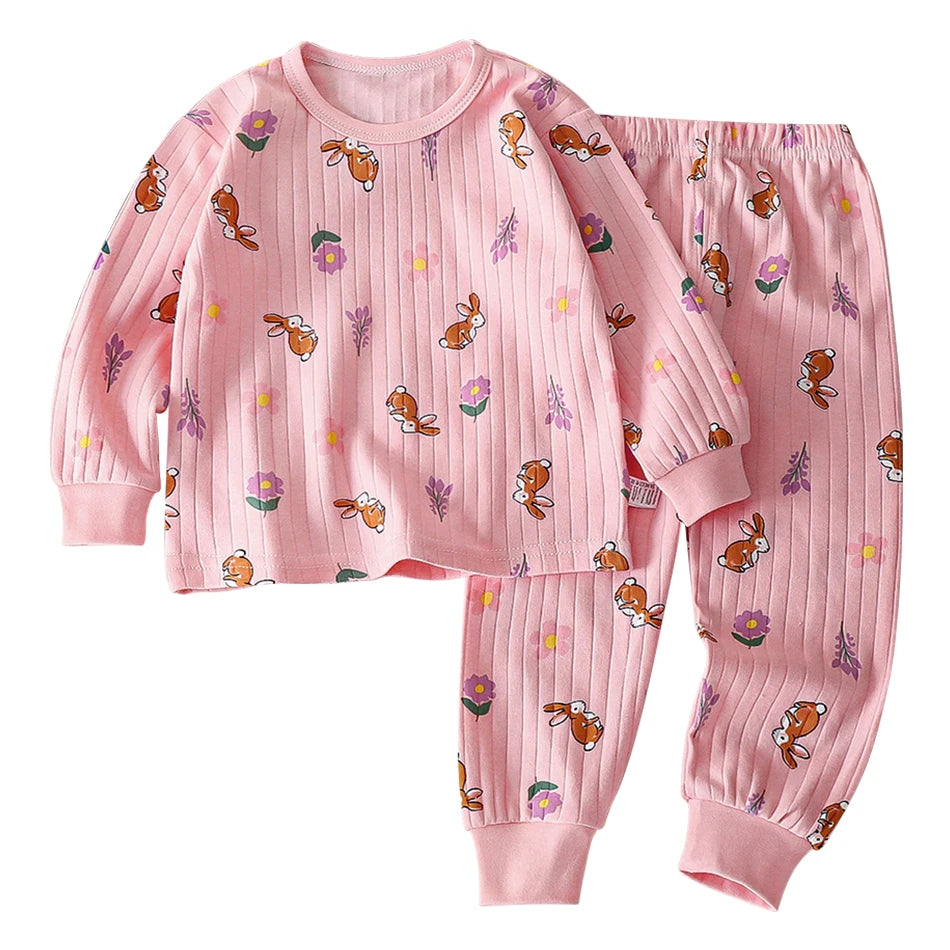 Kids' Casual Autumn Long Sleeve Cartoon Pajamas Set | Soft Comfortable Sleepwear Boys & Girls