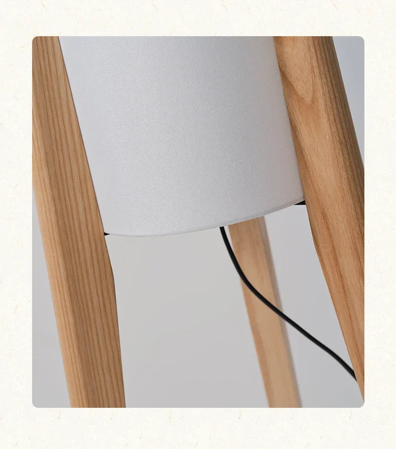 Wood Floor Lamp – Slim Fabric Shade Design