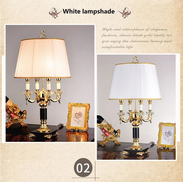 Crystal Table Lamp – Black or Beige Fabric Shade