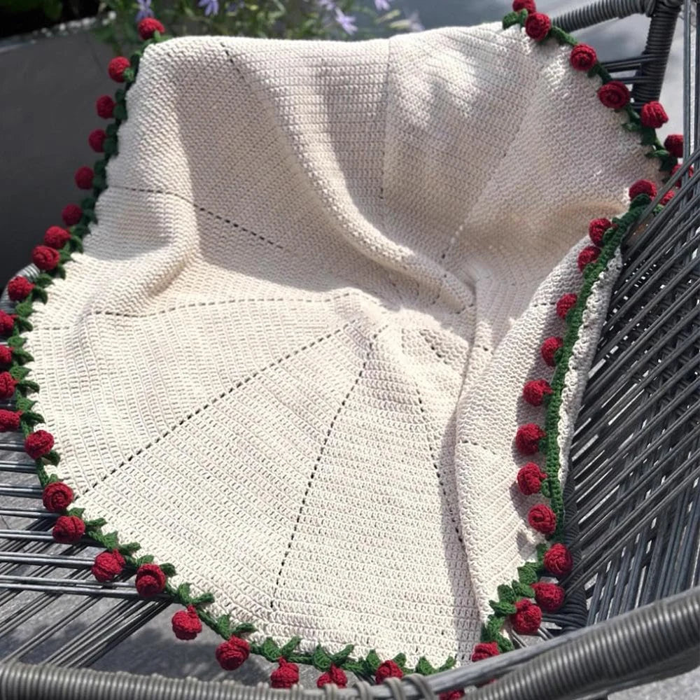 Rose Blanket Bouquet – Handmade Crochet Roses with Gift Bag, Valentine's Day & Birthday Gift for Girlfriend