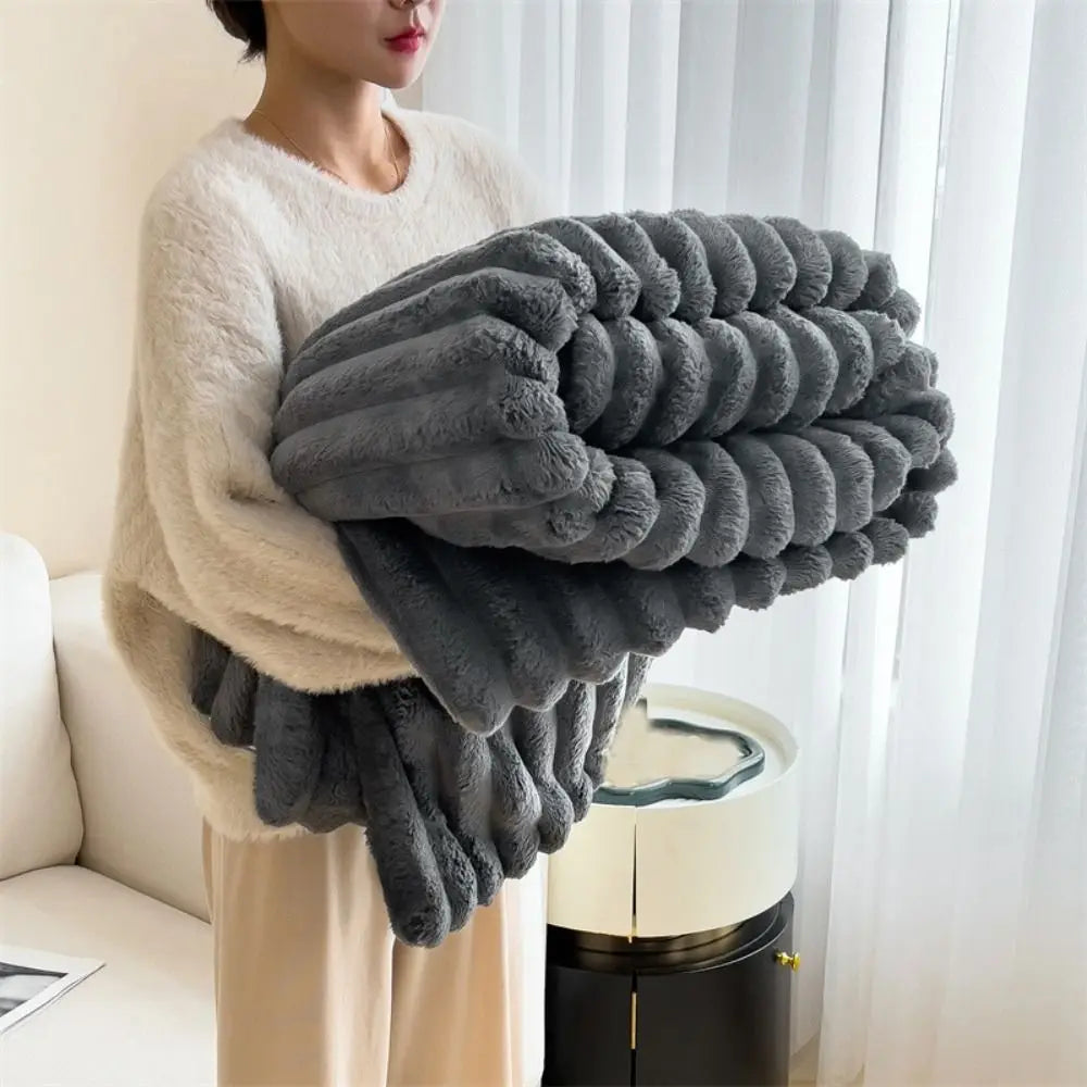 Double-Sided Jacquard Throw Blanket – Warm & Breathable Cotton-Bamboo Blend, 6 Colors