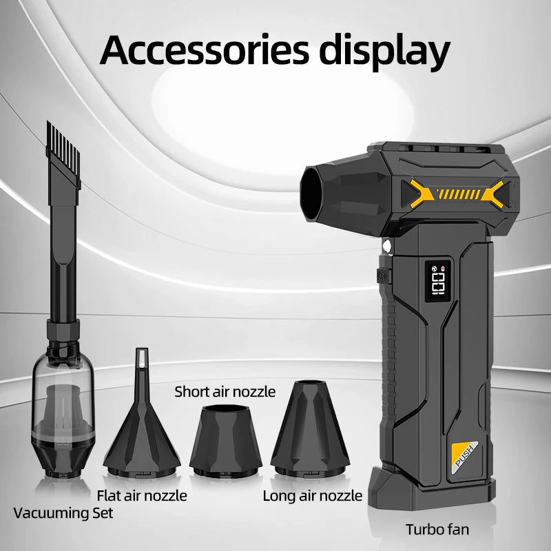 580000RPM Powerful Turbo Blower – Cordless Electric Snow & Dust Blower with LED Lighting