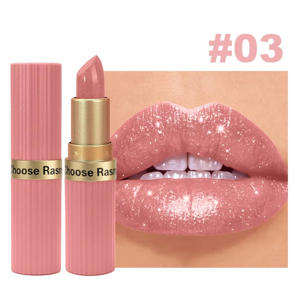 Pearlescent Glitter Velvet Lipstick — Waterproof Matte Shimmer Diamond Finish