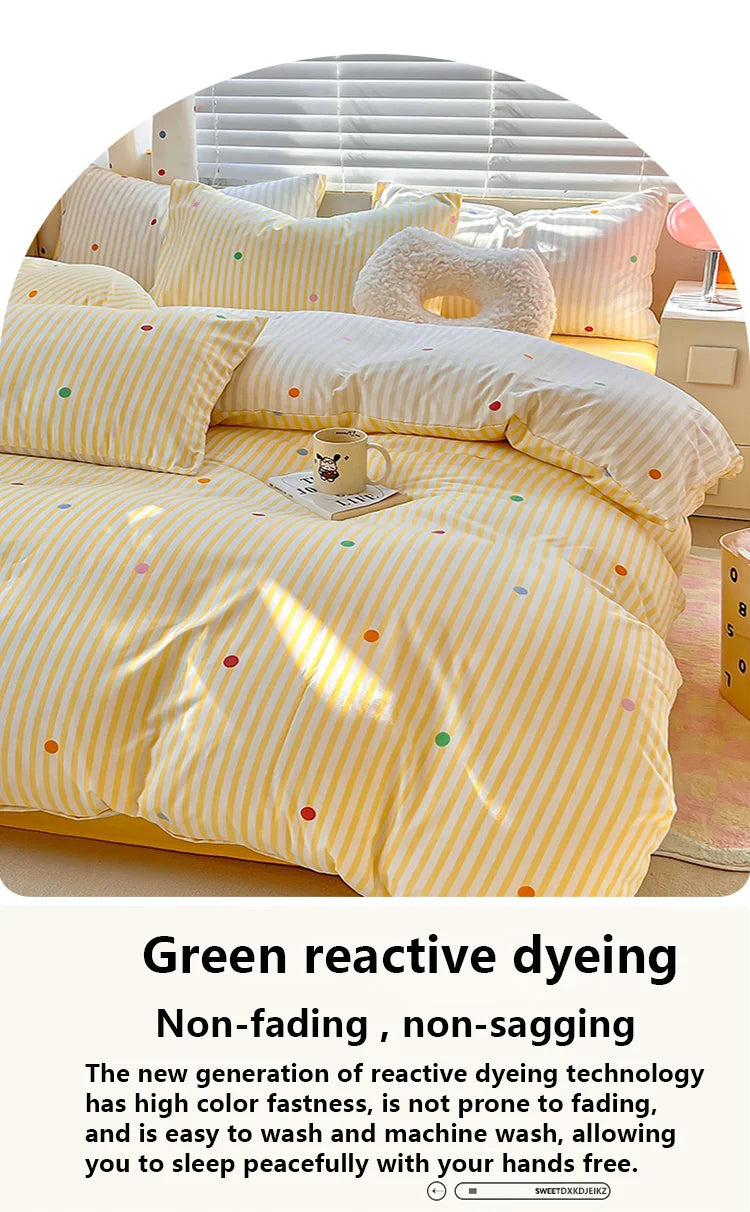 European-Style Washed Cotton Pillowcase | Soft & Breathable, Simple Printed Down Comforter Protection Cover