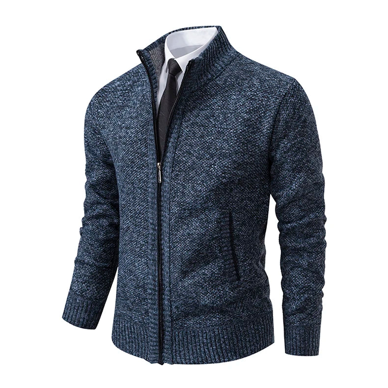 Men's Fleece Zip Cardigan Jacket — Warm Casual Layering Piece
