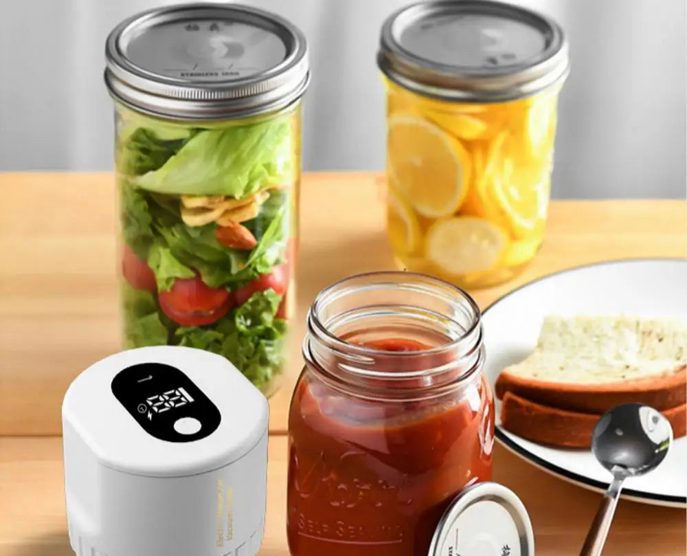 Cordless Electric Mason Jar Vacuum Sealer — Regular & Wide Mouth Food Storage Kit