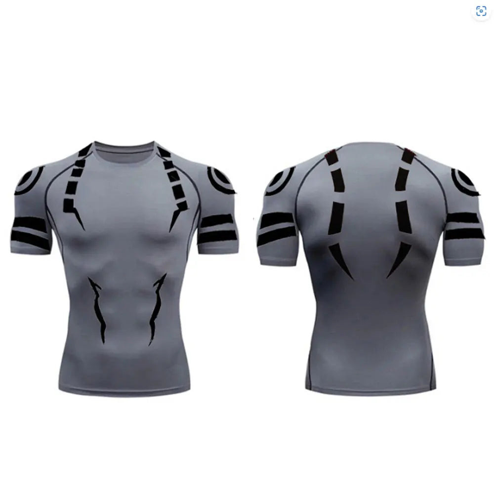 Anime Jujutsu Kaisen 3D Compression Shirt & Gym Shorts – Quick Dry Running Workout Sportswear