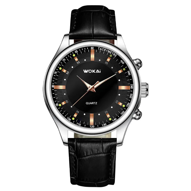 Men's Moon Phase Chronograph Quartz Watch | Luminous Leather Strap Luxury Sport Wristwatch