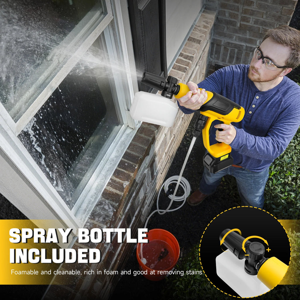380W Cordless Brushless Pressure Washer – 653PSI, LCD Display, Foam Cannon Kit, DeWalt 20V Compatible (No Battery)