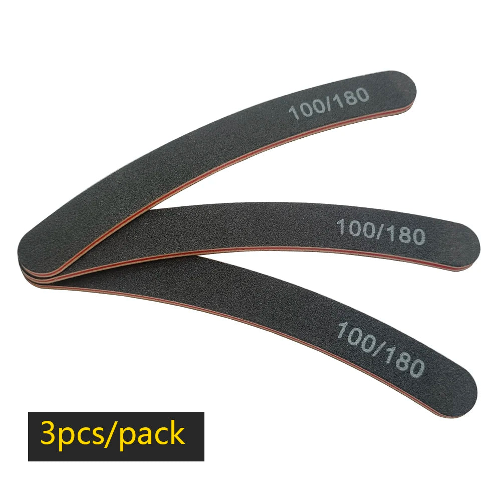 Nail File Buffer 100/180 Grit – Double-Sided Half Moon Sandpaper Nail Sanding & Manicure Tool