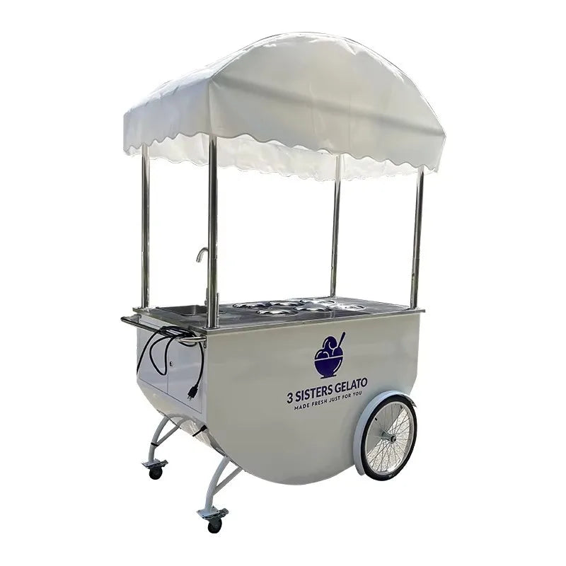Custom Vintage Ice Cream Cart with Wheels – Portable Push Cart for Events, Parties & Wedding Catering