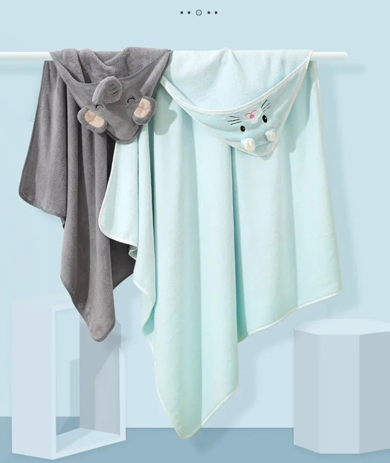 Cartoon Animal Hooded Baby Bath Towel – Soft Newborn Bathrobe & Swaddle Wrap for Boys & Girls