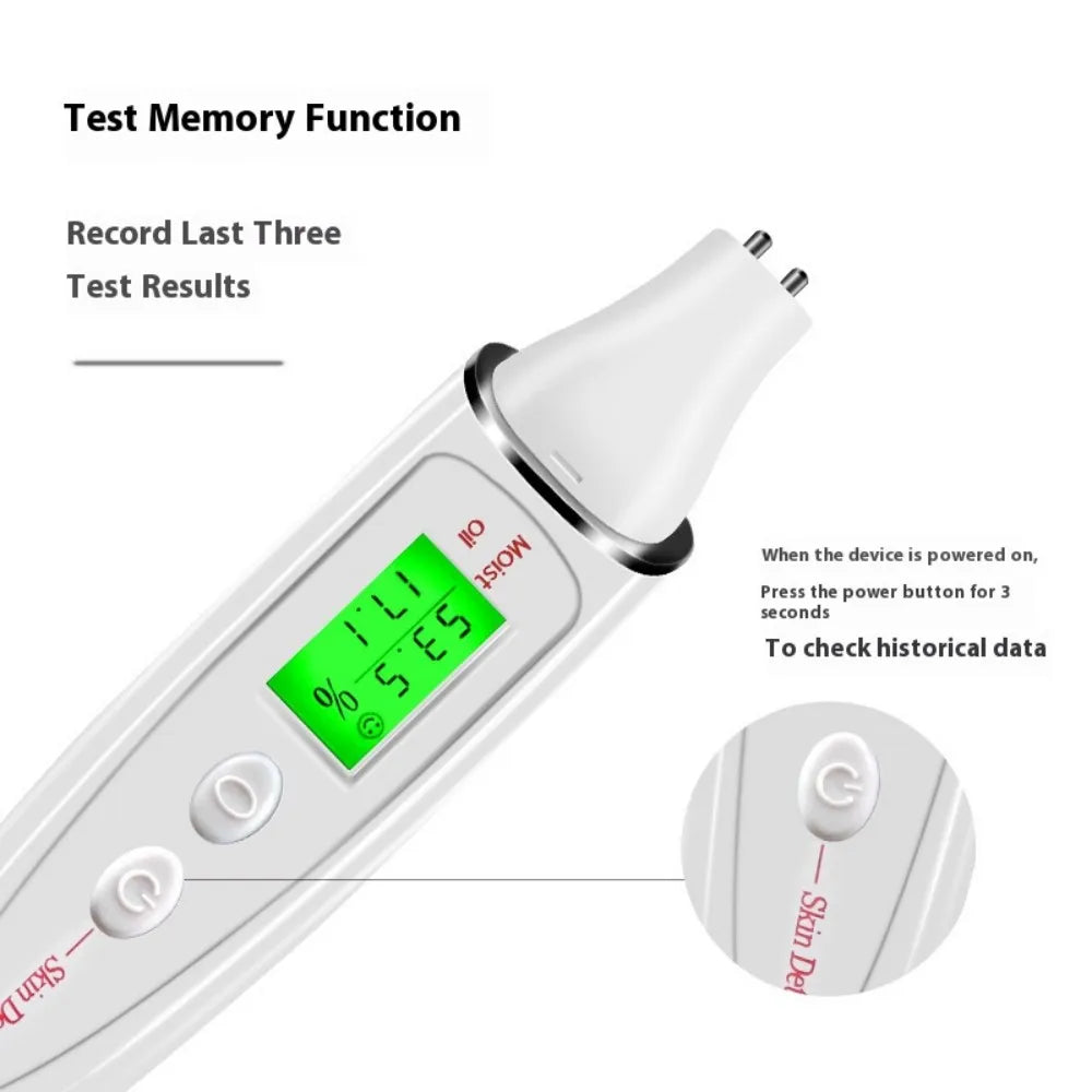 Digital Skin Moisture & Oil Analyzer – Platinum Probe Facial Water-Oil Balance Tester & Skin Diagnostic Device