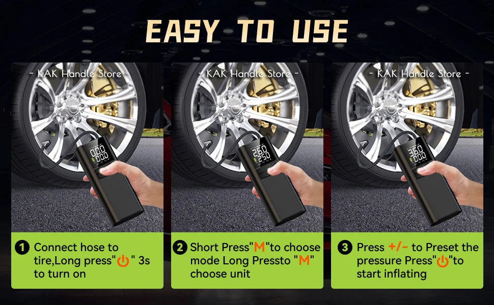 Cordless Tire Inflator with Digital Gauge, 8000mAh