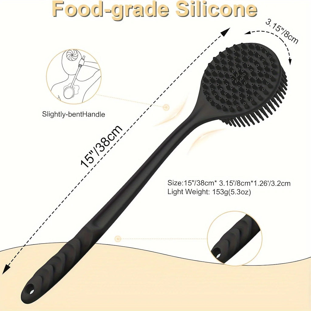 Soft-Bristle Long-Handle Bath Brush – Back Scrubber, Shower Massager & Body Exfoliator
