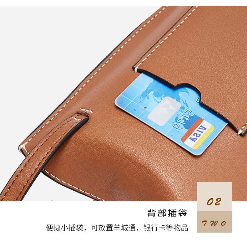 100% Genuine Cowhide Leather Mini Baguette Crossbody Bag – Phone Shoulder Bag for Women