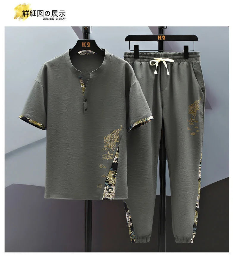 Men's Cotton Shirt & Trousers 2-Piece Set – High Quality Summer Fashion Suit M–4XL