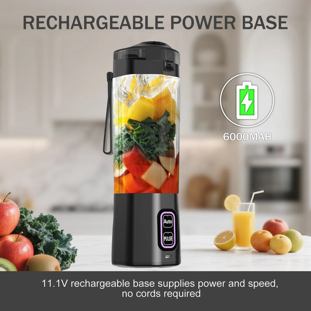 Portable USB Rechargeable Juice Blender – 700ml, 6-Blade Fruit Mixer for Shakes, Smoothies & Fresh Juice