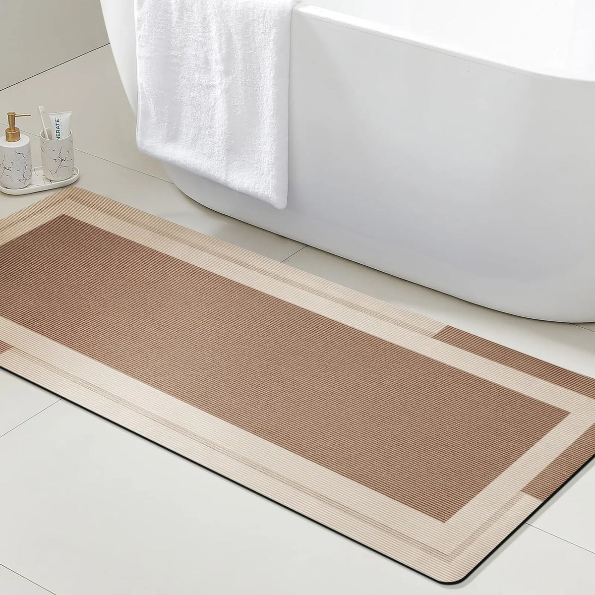 VIKAMA Bathroom Runner Rug – Quick-Dry Ultra Absorbent Non-Slip Bath Mat