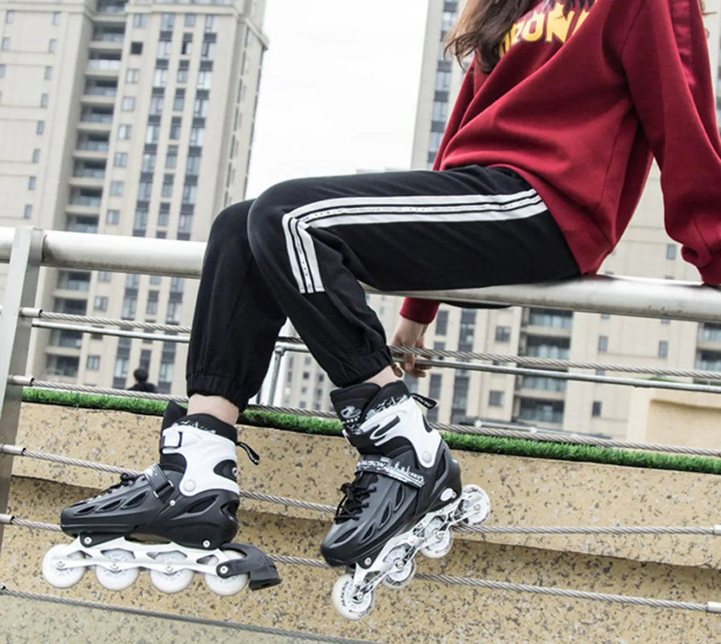 Adjustable Inline Roller Skate Shoes – Flashing 4-Wheel Speed Racing Sneakers for Outdoor Skating