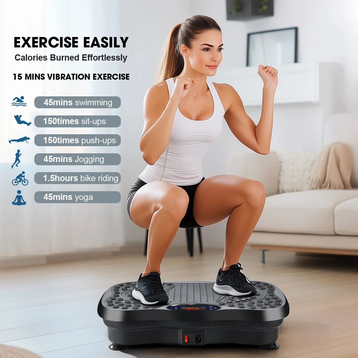 Vibration Plate Fitness Machine with Bluetooth Speaker — Fat Burning Full Body Workout Platform