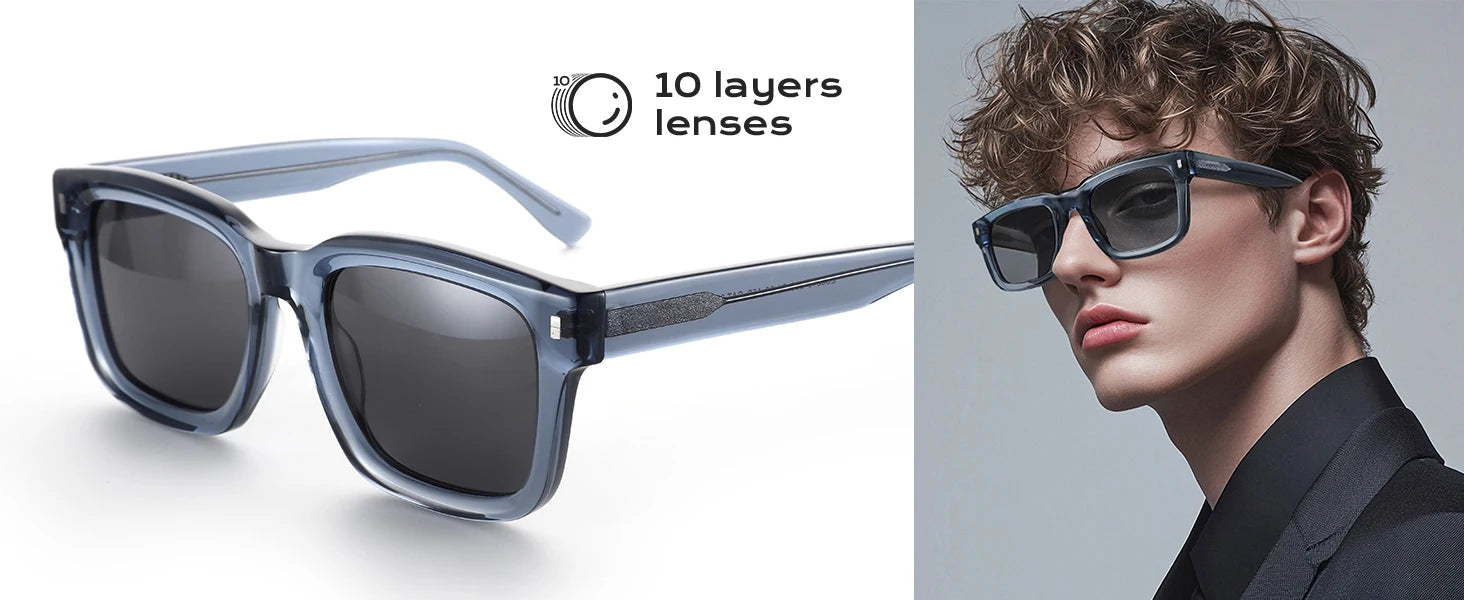 ZENOTTIC Handmade Acetate Square Polarized Sunglasses | Fashion Patchwork Shades ZS6240
