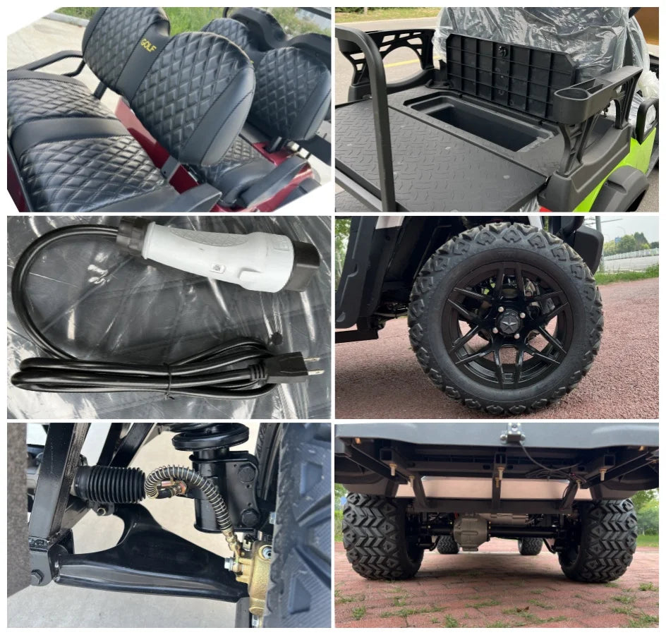 Touring Electric Golf Cart — Multi-Purpose Hunting Cart with Folding Windshield & Touch Display