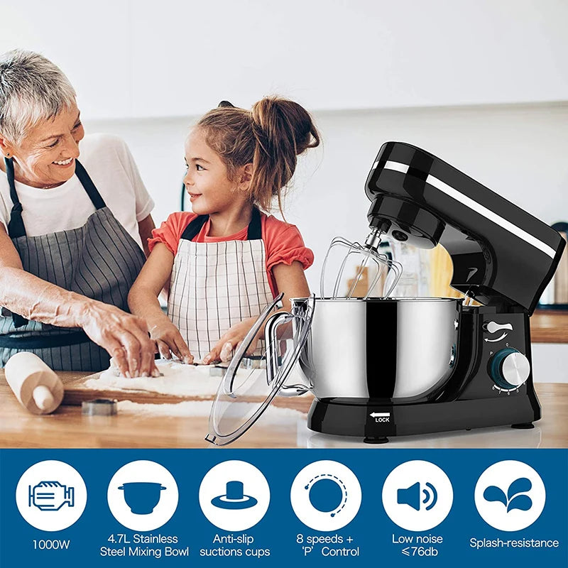 1000W Stand Mixer & Food Processor – 8+P Speed Electric Blender, Egg Whisk, Desktop Kitchen Mixer with Bowl